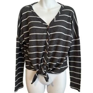 Paper Crane Gray Waffle Long Sleeve